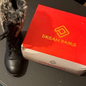 Dream Pairs Black Boots with Faux Fur Trim